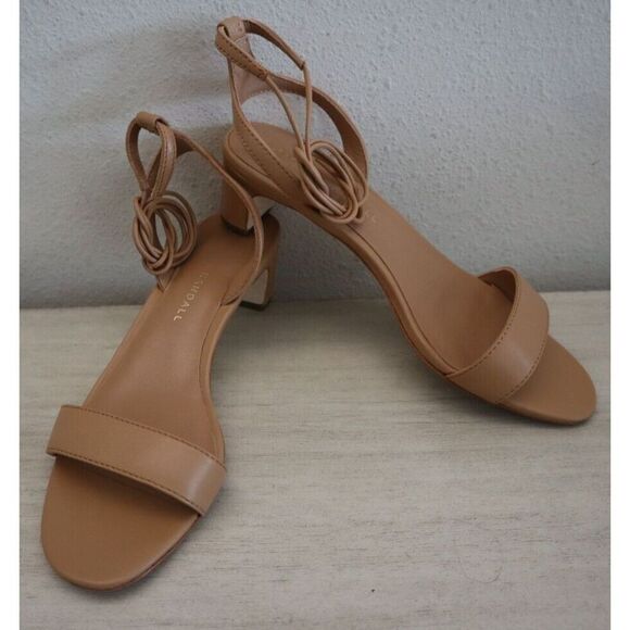 Loeffler Randal Women's Sz 6B Dune/Beige Jackie Mid-Heel Ankle Wrap Sandals - Picture 10 of 16